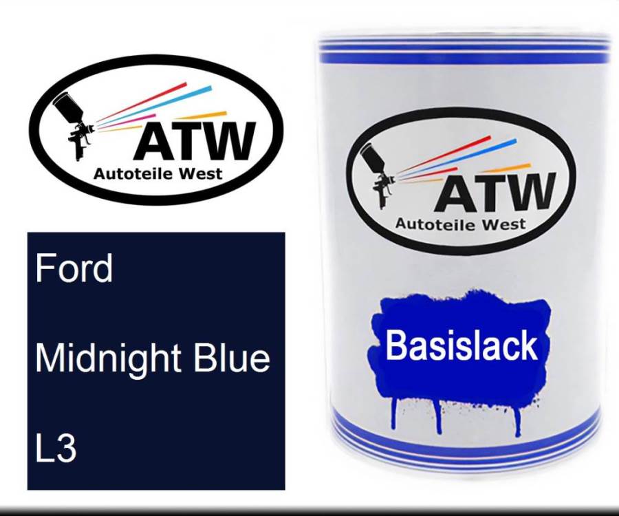 Ford, Midnight Blue, L3: 500ml Lackdose, von ATW Autoteile West.